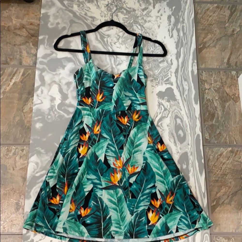 Birds of paradise print skater dress (S)
